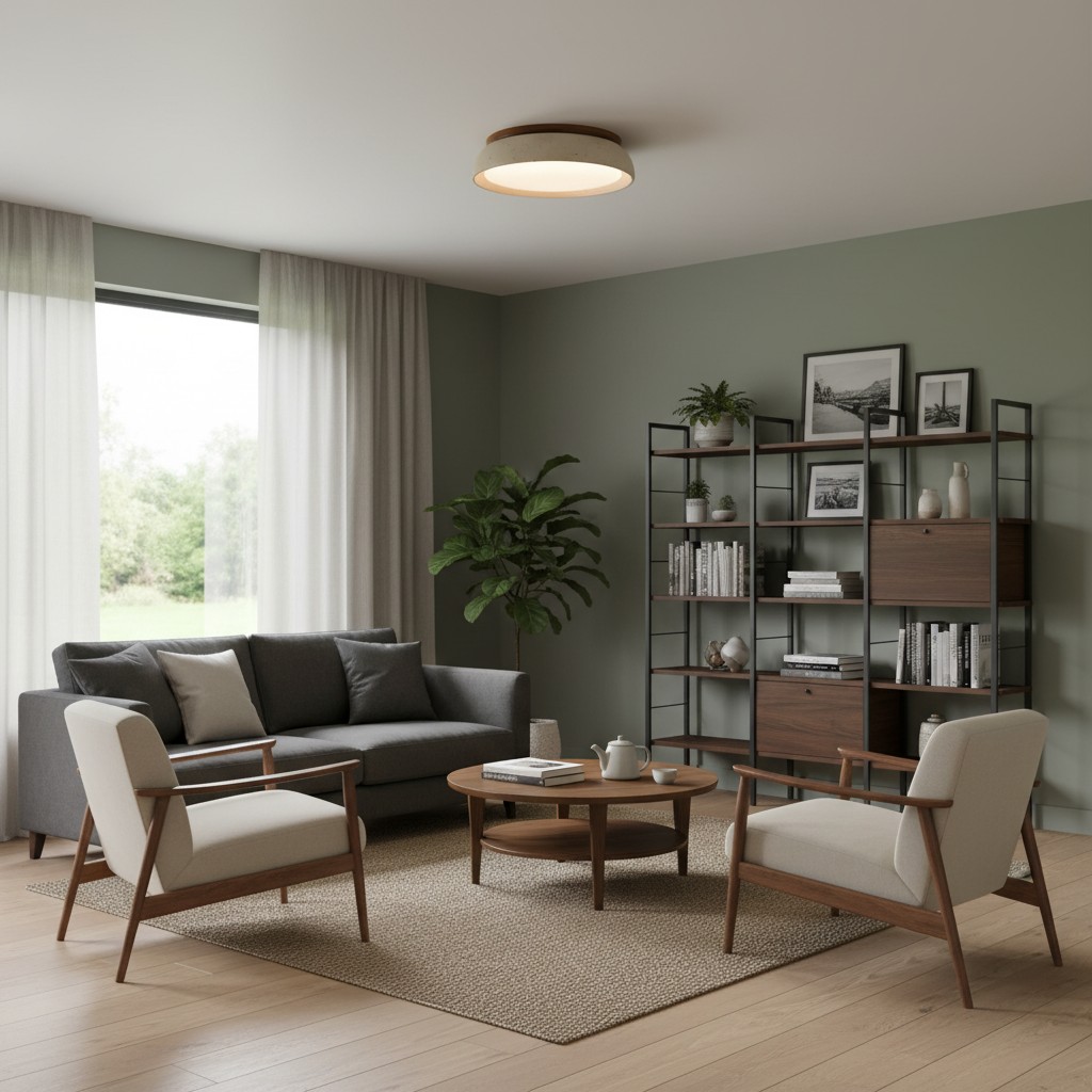 Travertine ceiling light in a living room