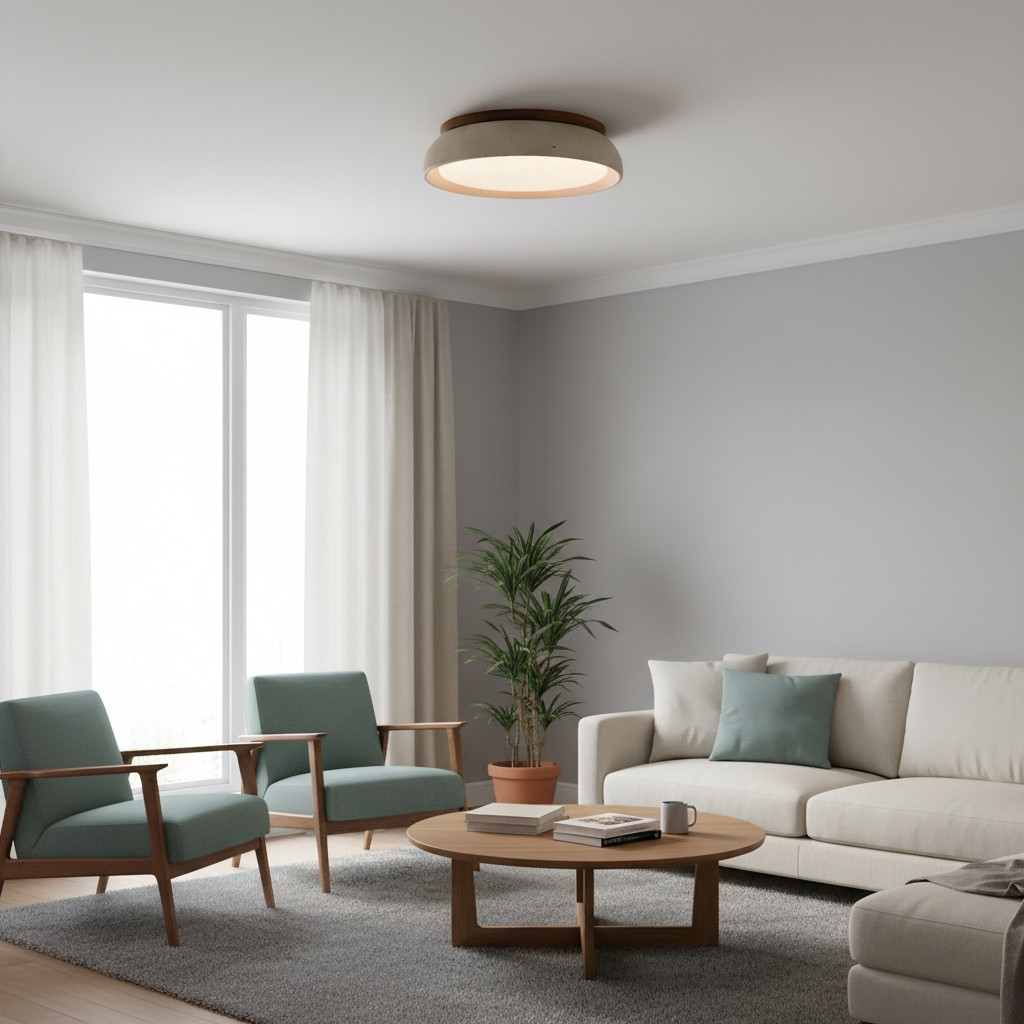 Travertine ceiling light in a seating area