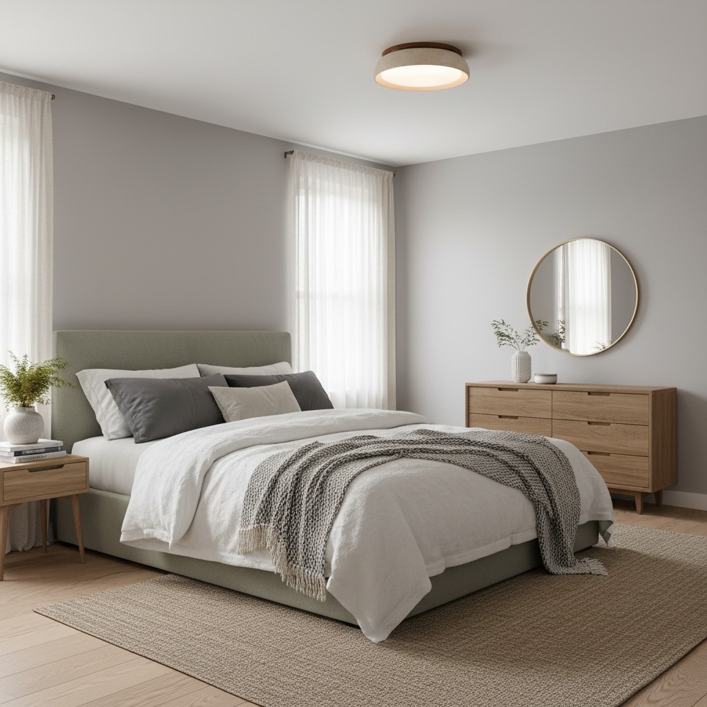 Travertine ceiling light in a bedroom setting