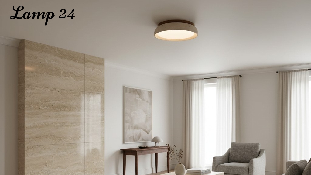 Travertine ceiling light in a calm interior