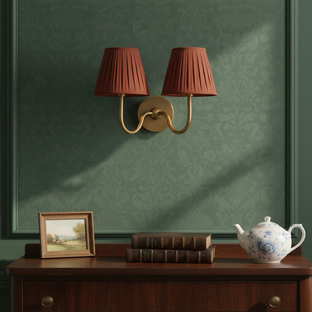 Individual red shade wall lamp scene