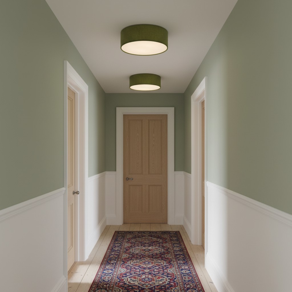 Small size Dumora light in hallway with green walls