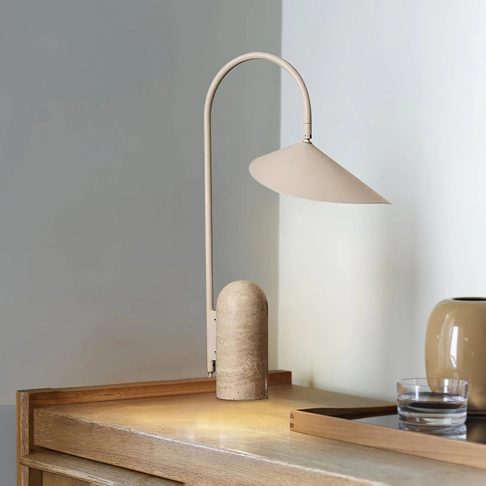 Cashmere table lamp on a bedside table