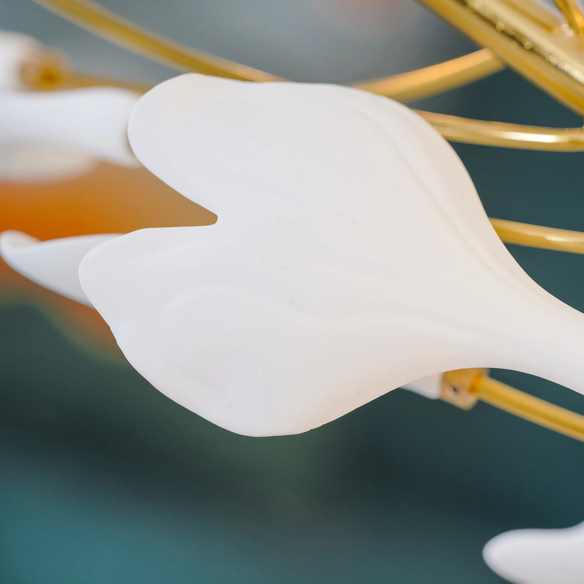 Close view of sculpted white porcelain leaf
