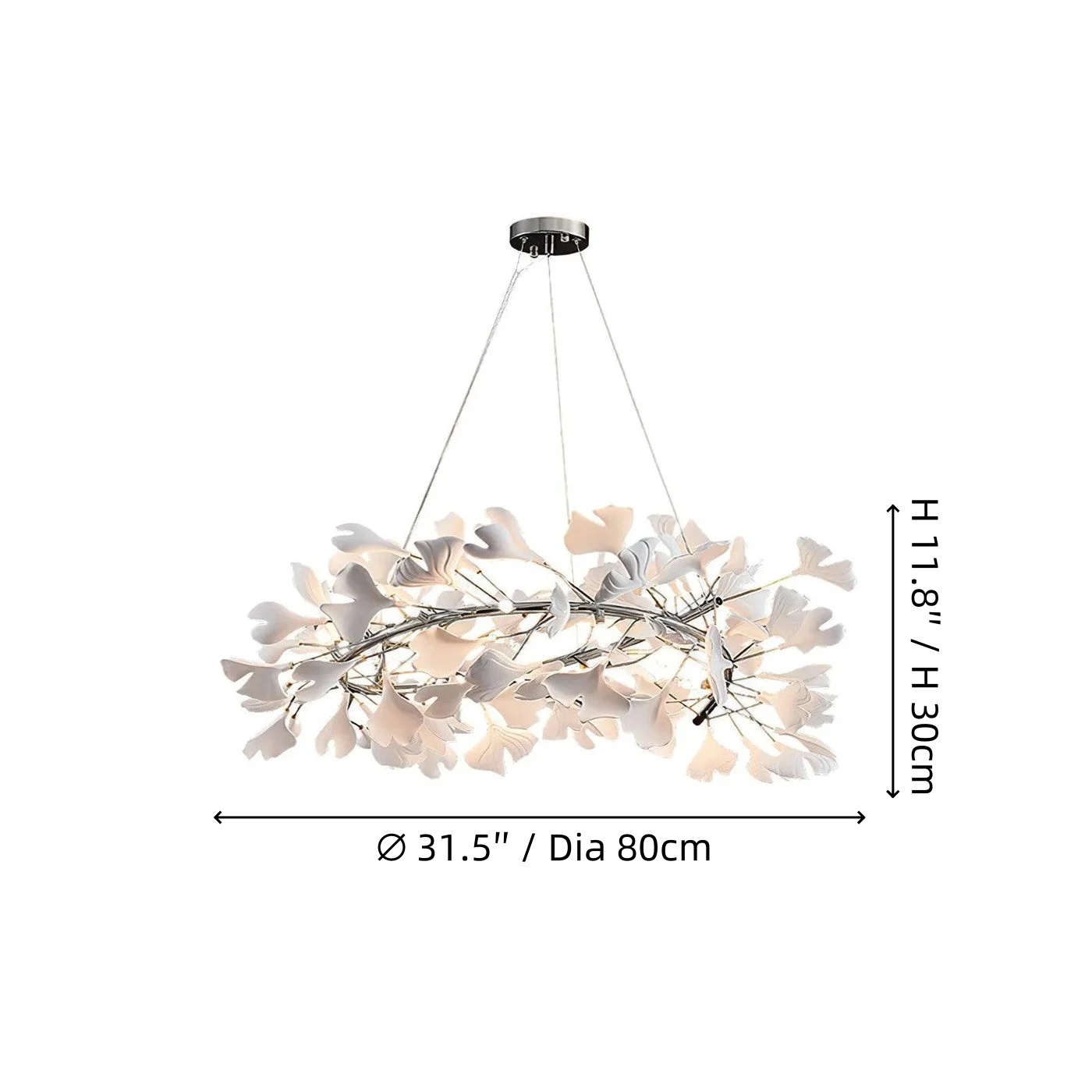 Gingko U Chandelier Dia 60cm size diagram
