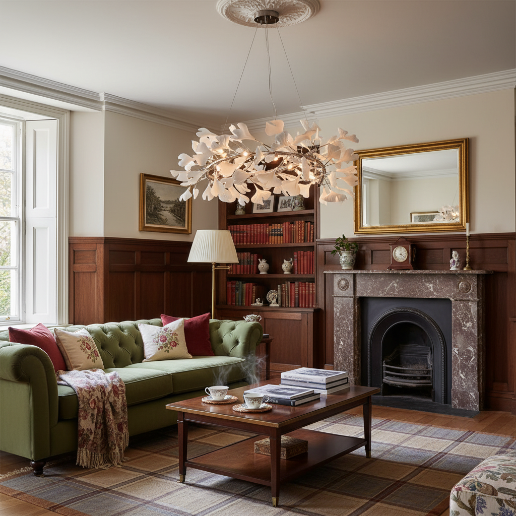 Gingko U Chandelier in a traditional living room