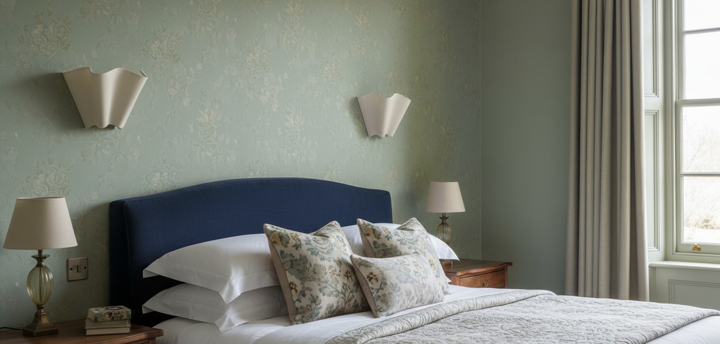 Oslan Linen Wall Sconce in a bedroom