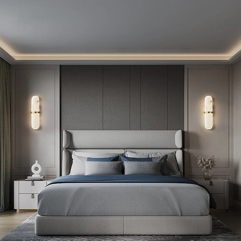 Alabaster wall light in bedroom