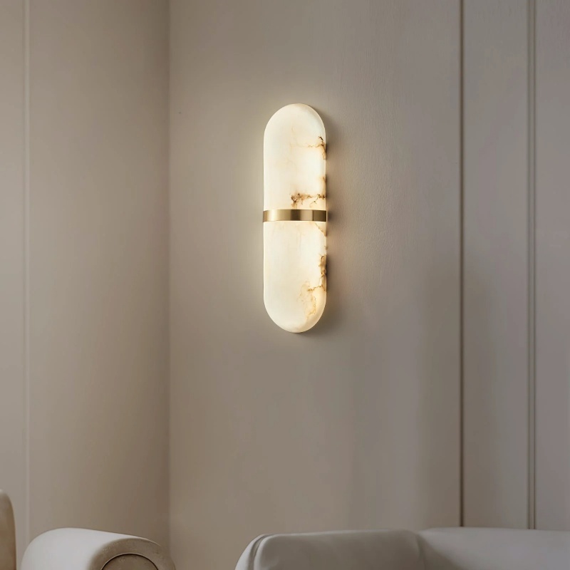 Alabaster wall light in dining scene