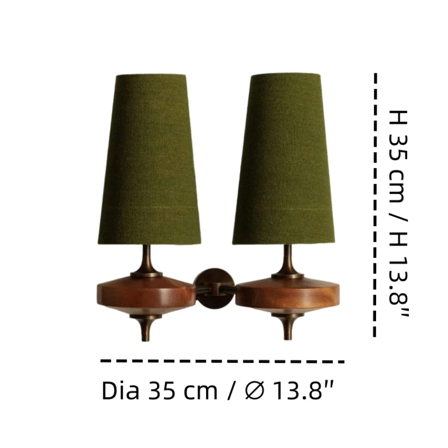 2 heads wall light size diagram