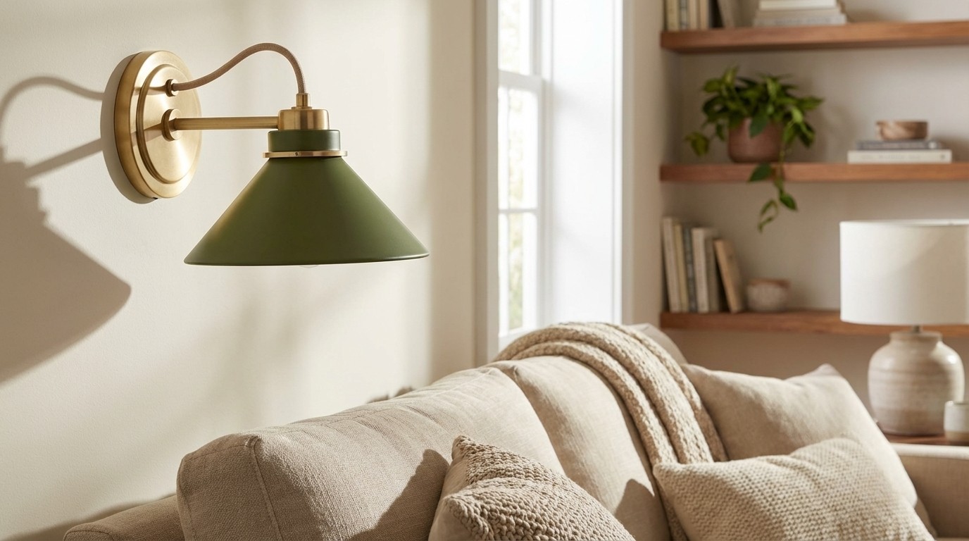 Aurenza milk glass wall sconce in a cozy living space