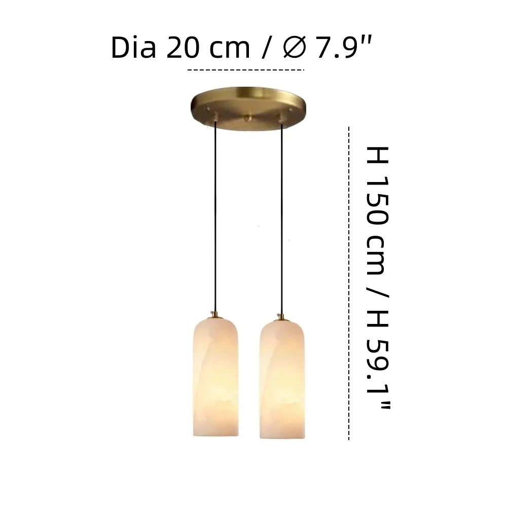 Two heads Monty pendant lamp size diagram