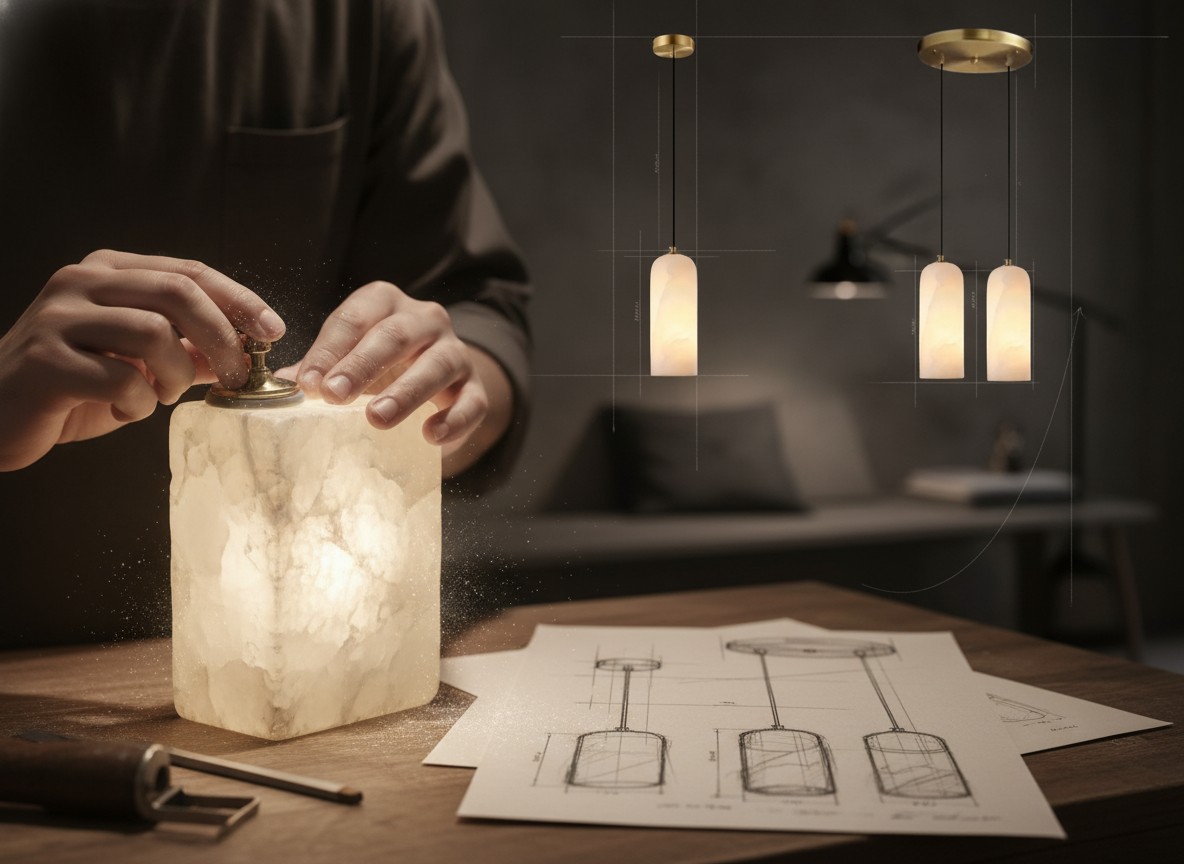 Crafting and sketching the alabaster pendant light