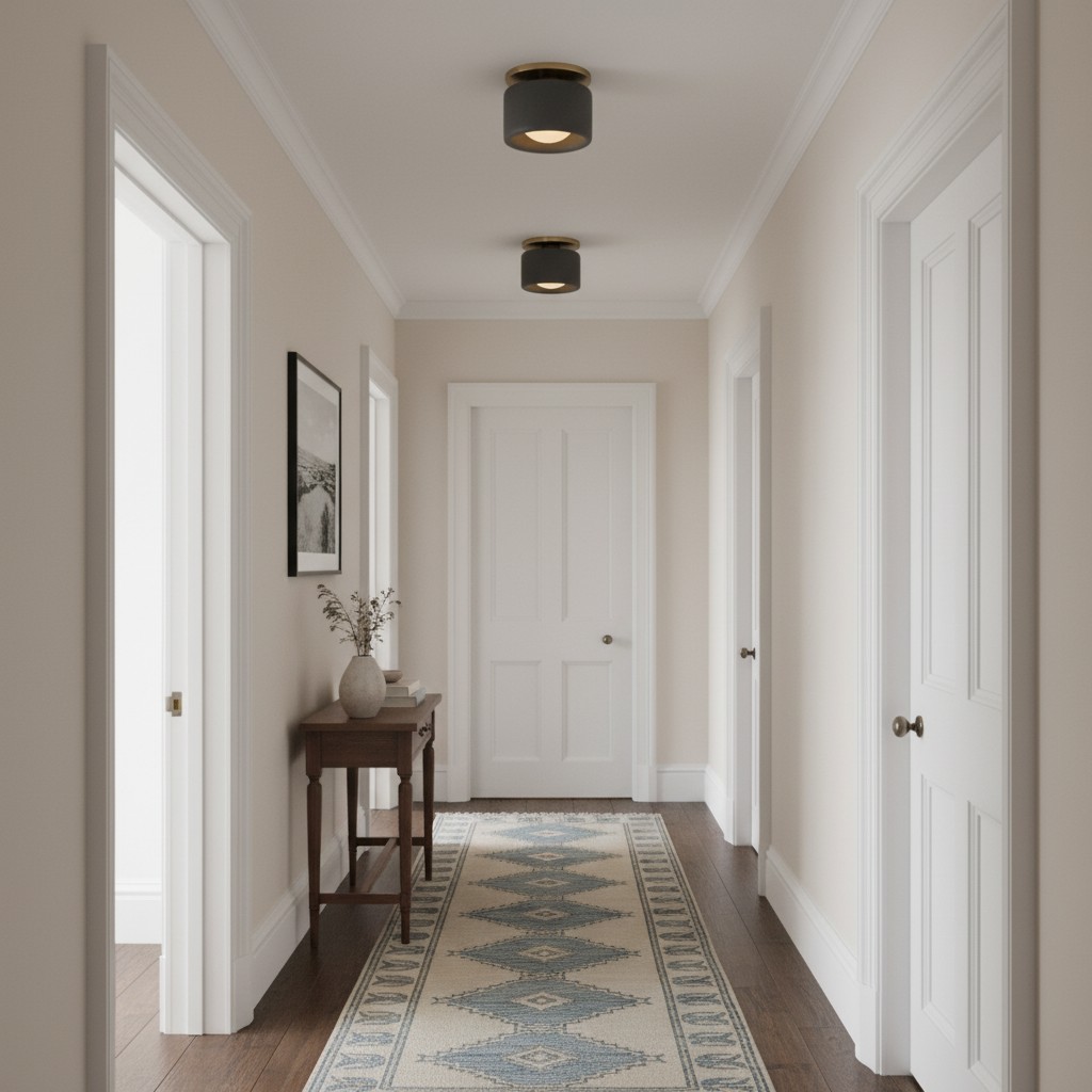 Cerova flush mount ceiling light in a hallway