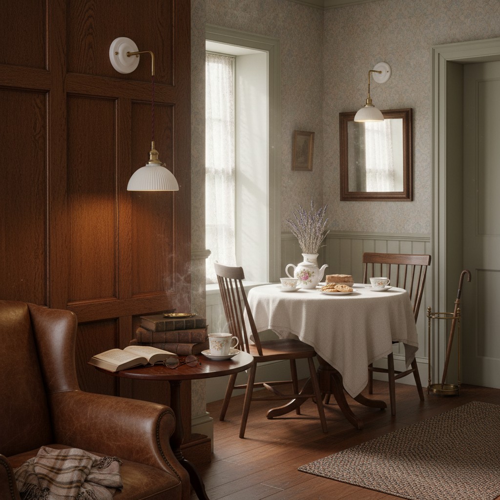 Wall lamp in a dining nook