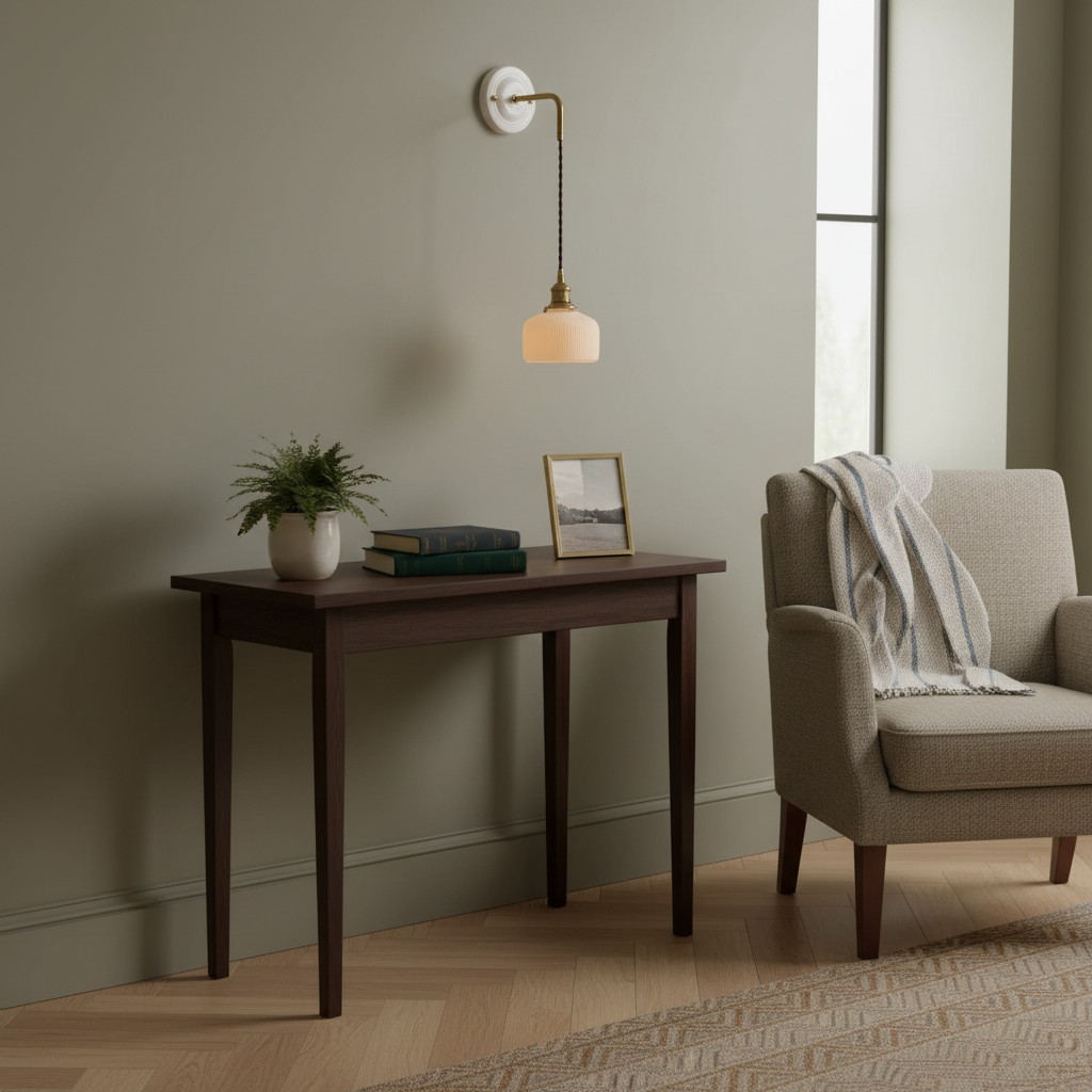 Wall lamp above a console table