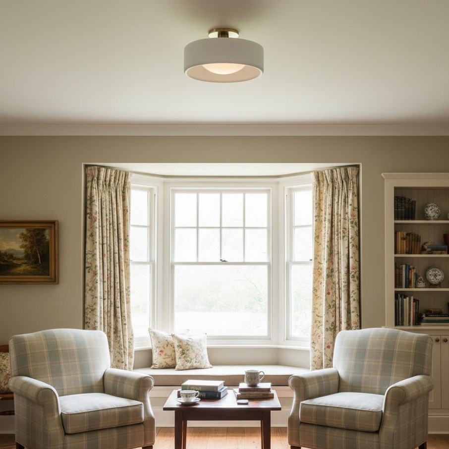 Cerova flush mount ceiling light in a bright room