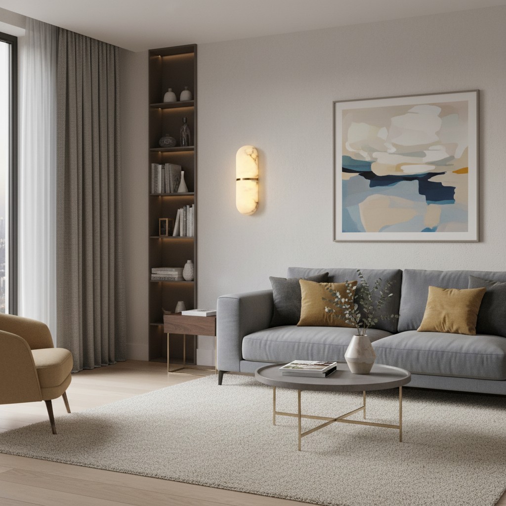 Alabaster wall light in living room