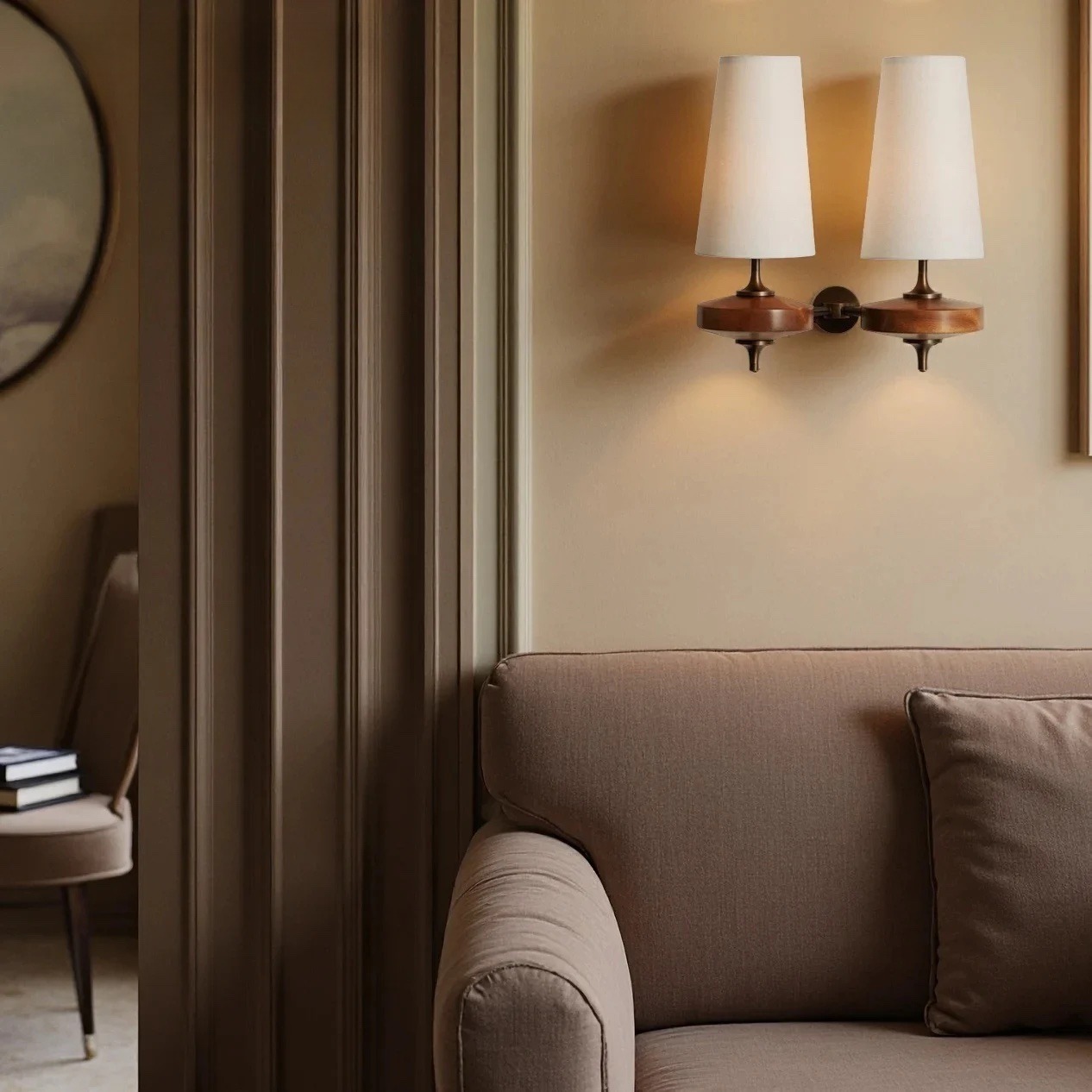 Luvora double wall light in living room