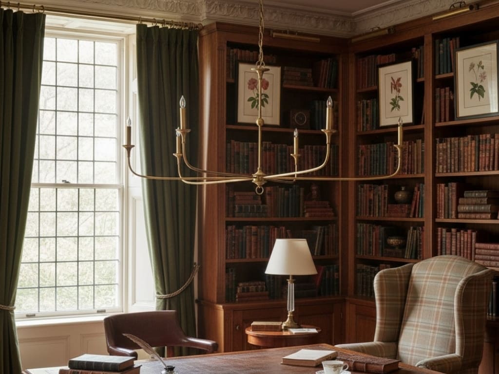 Elara chandelier in library