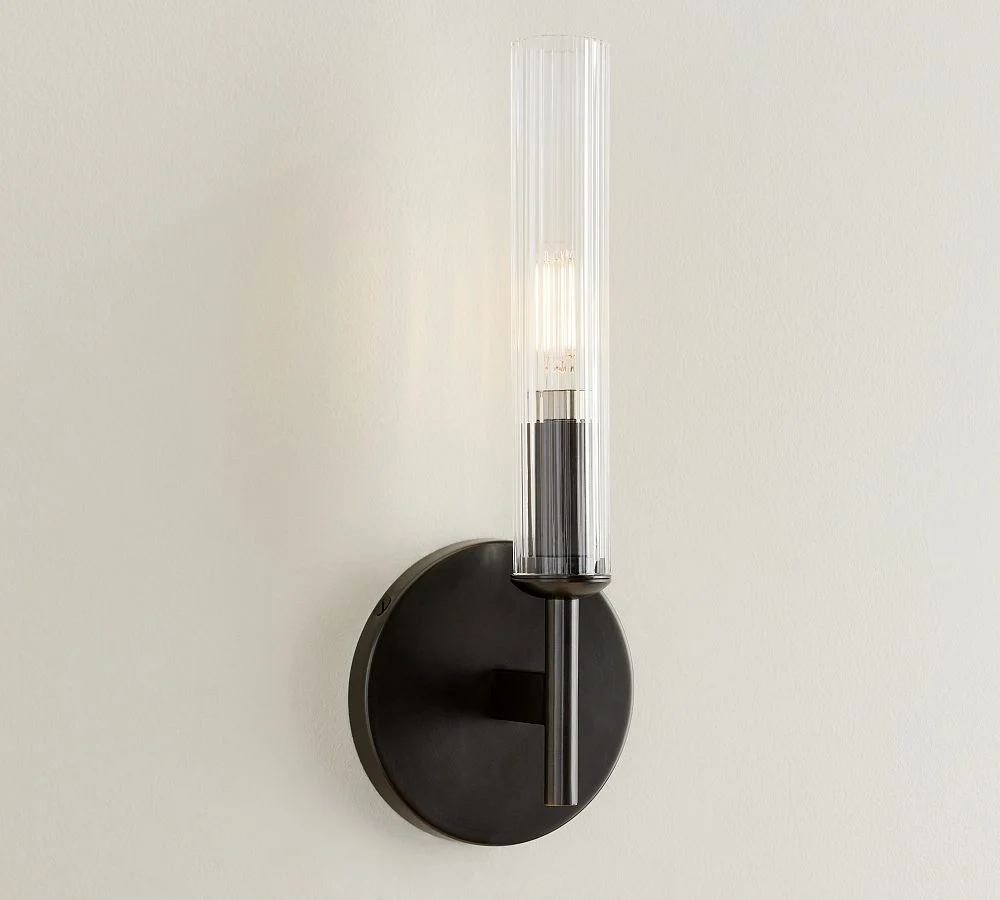 Matte black single tube wall light finish