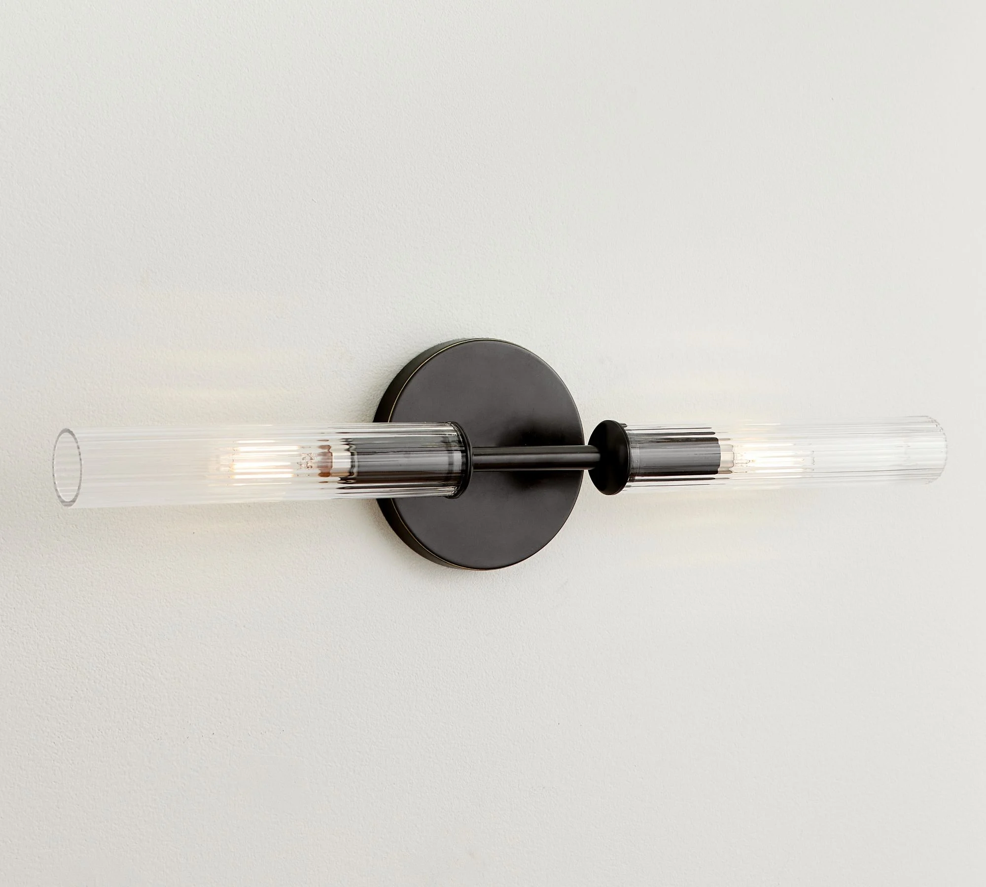 Matte black double tube wall light finish