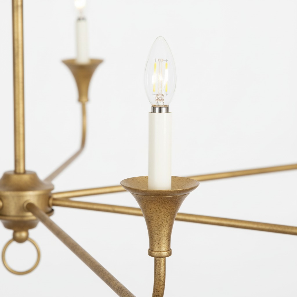 Elara chandelier arm and candle detail