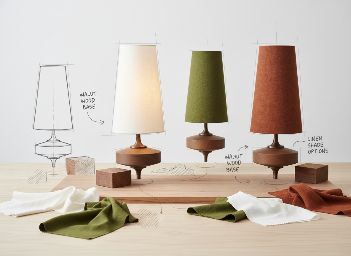 Luvora fabric and wood shade options