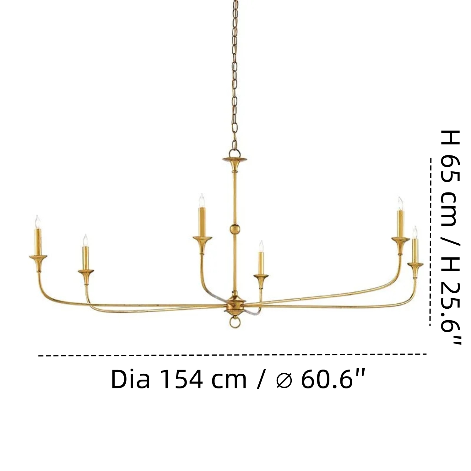6 Heads Dia 154 cm x H 65 cm chandelier size