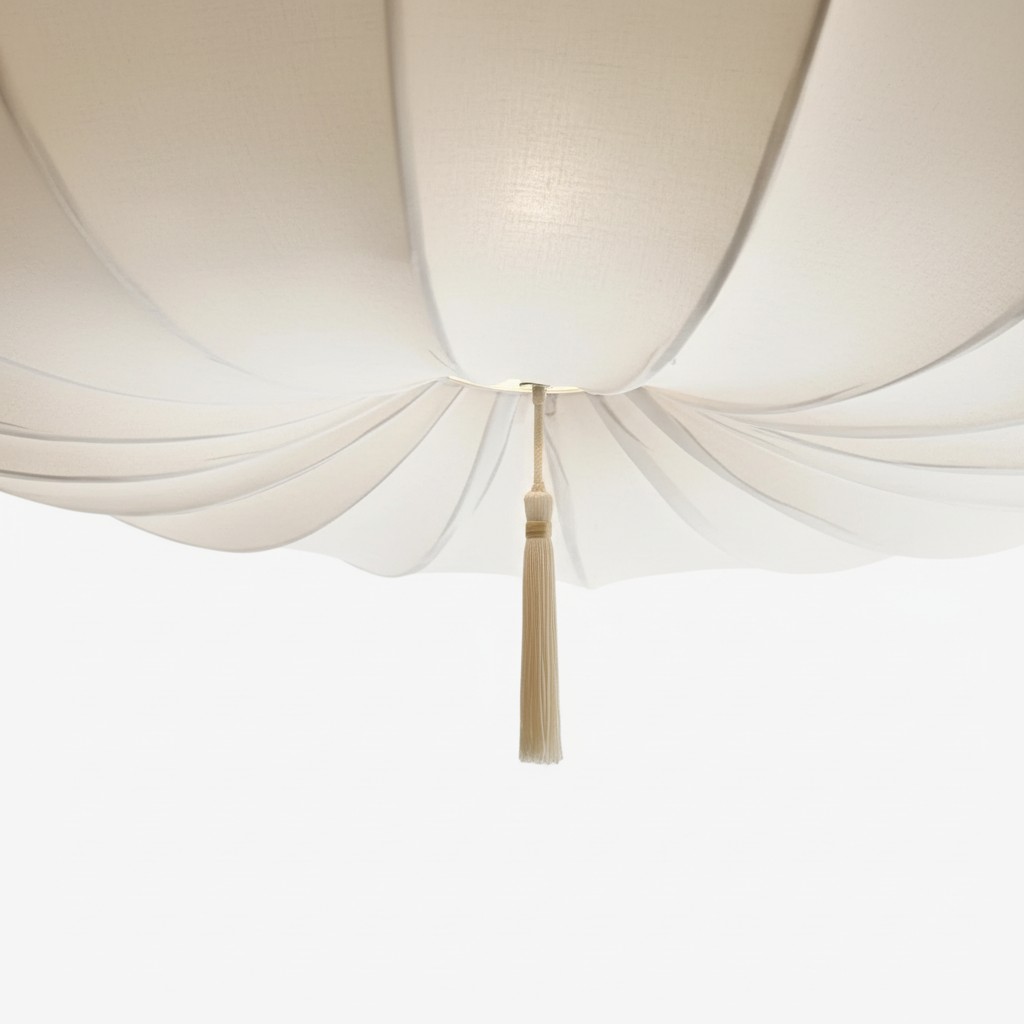 Underside detail of the fabric chandelier shade