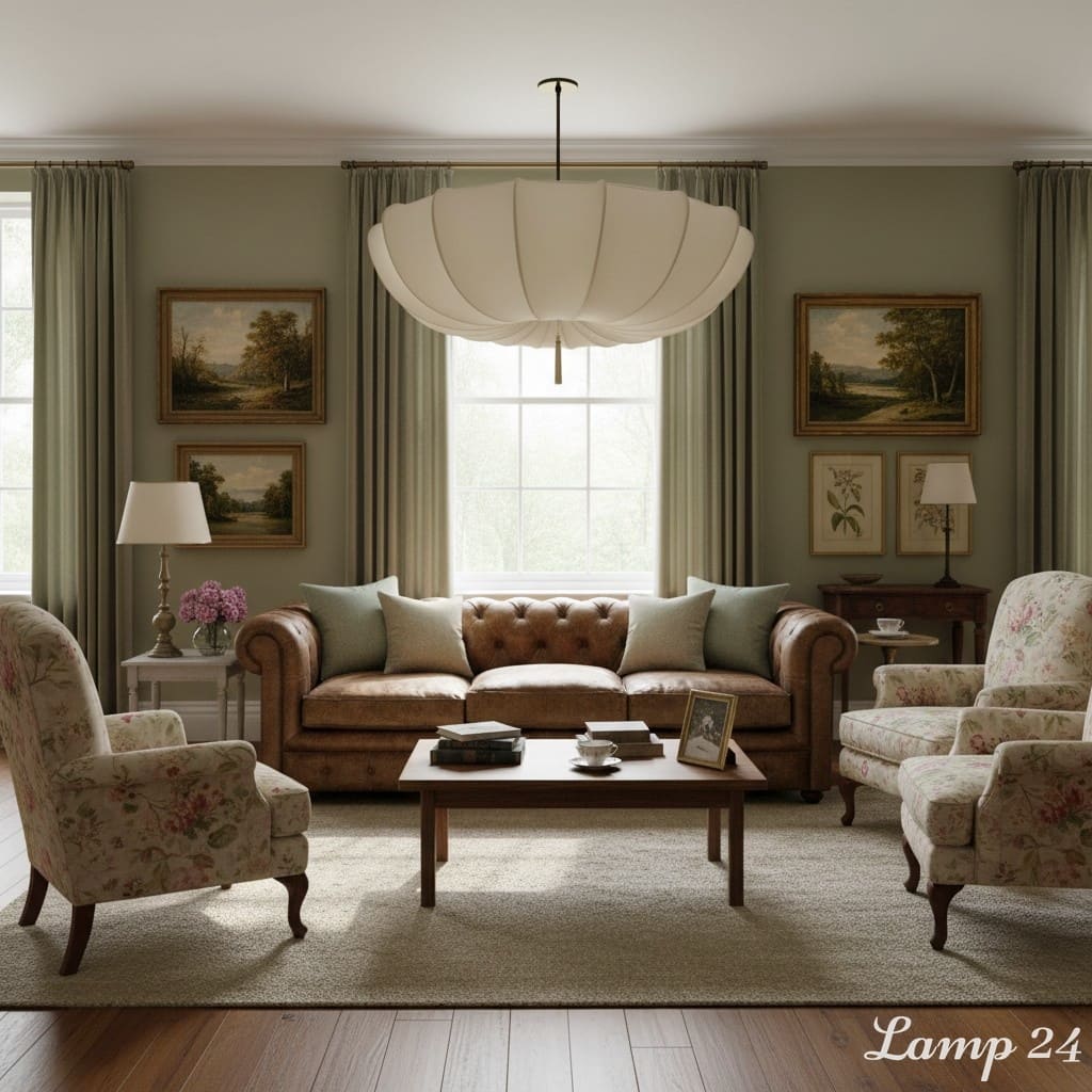 Sitting room scene with chandelier