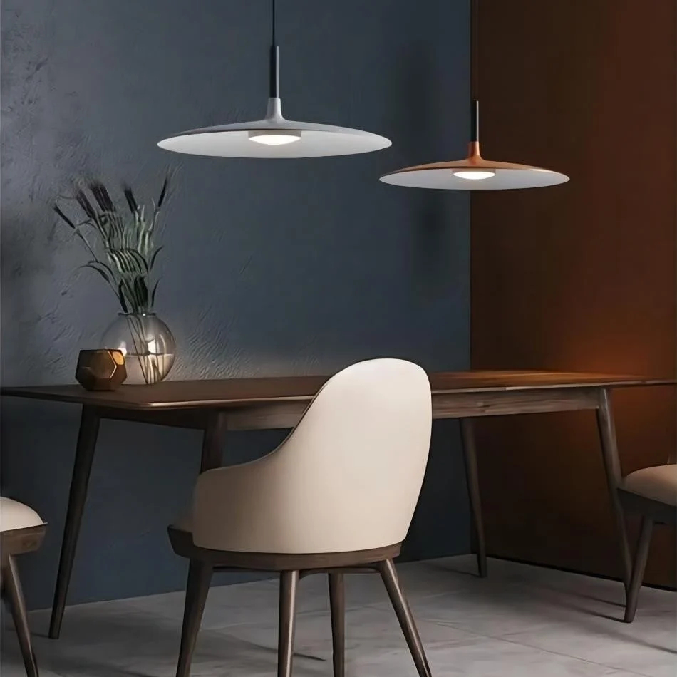 Large Disc Industrial Pendant Light over a desk