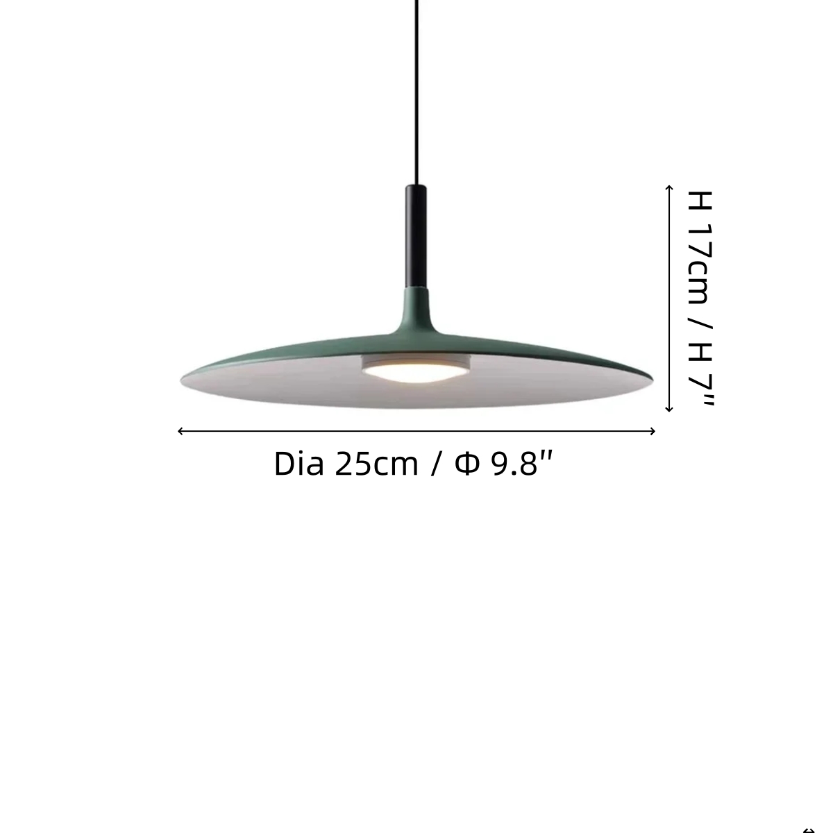 Dia 25cm x H 17cm / ∅ 9.8″ x H 7″ size diagram
