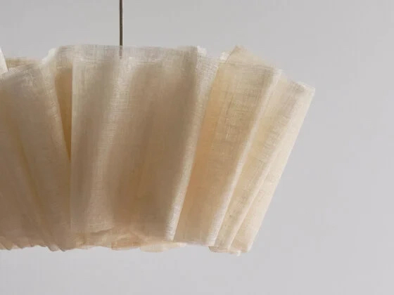 Pleated linen shade close-up