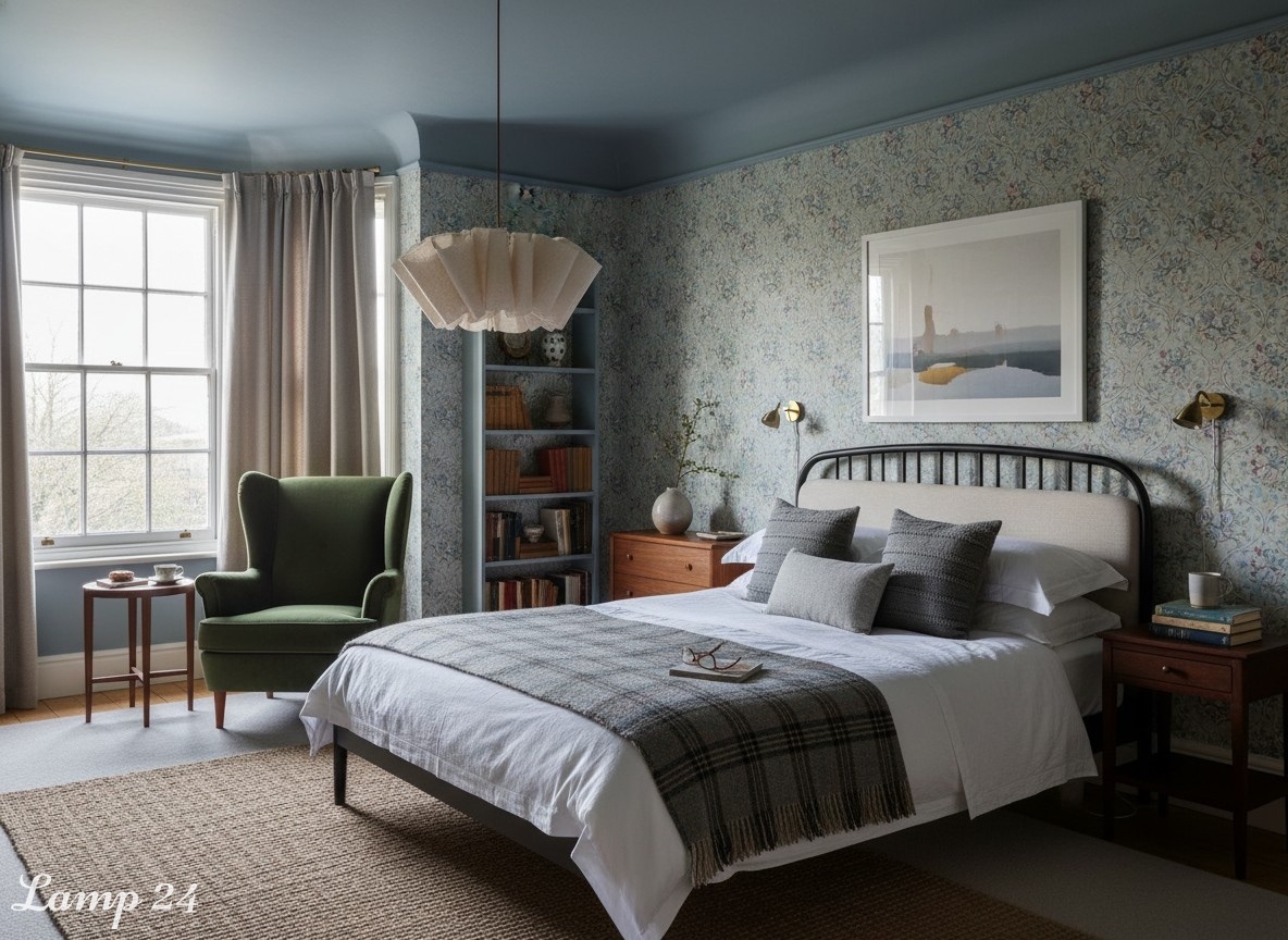 Pendant light displayed in a bedroom scene