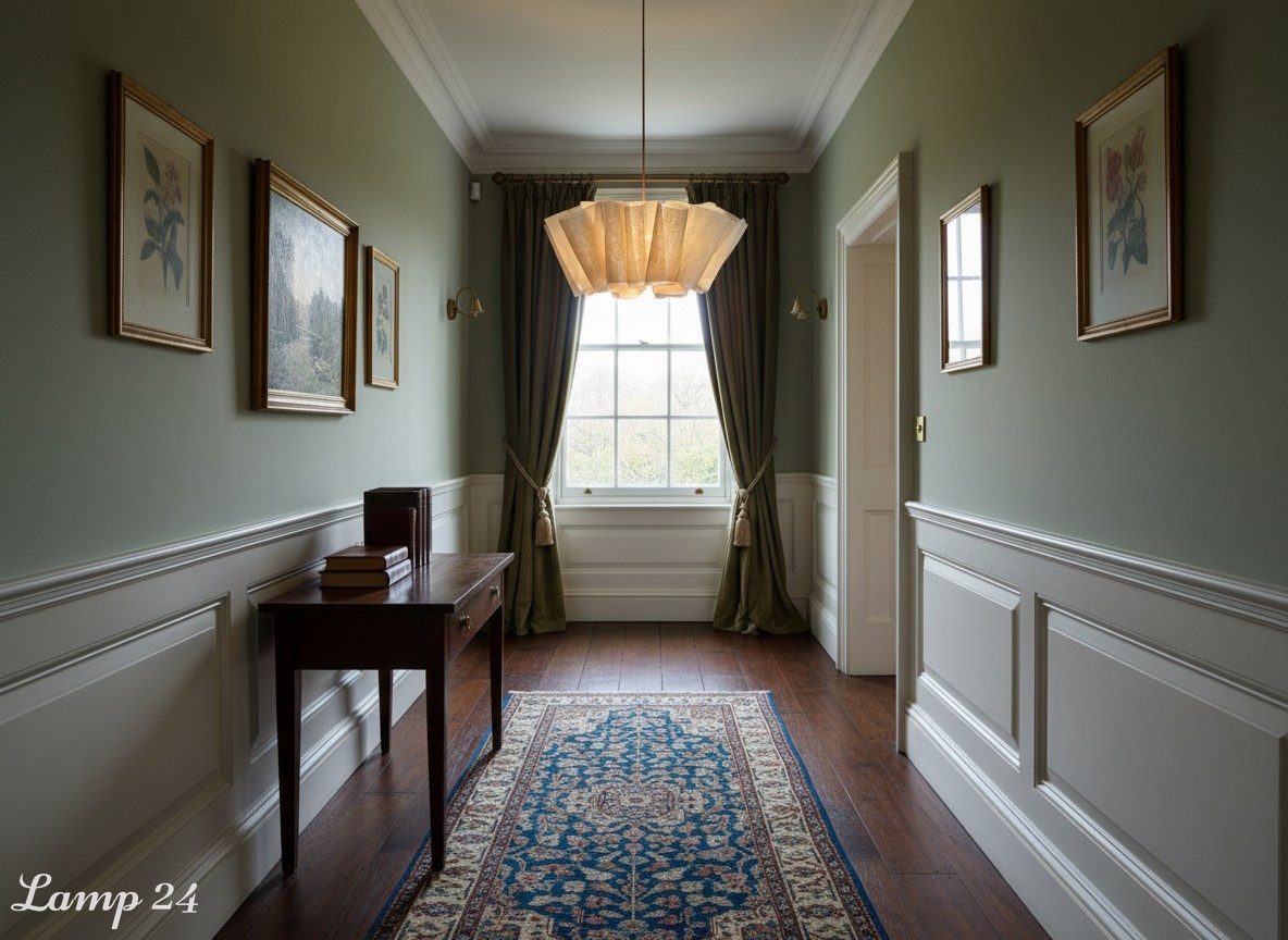 Pendant light in a hallway scene