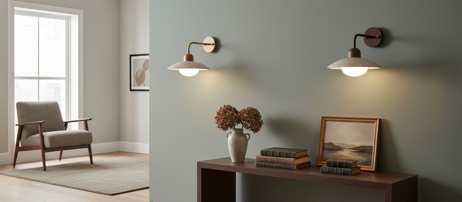 Travertine Wall Lamp in a styled room