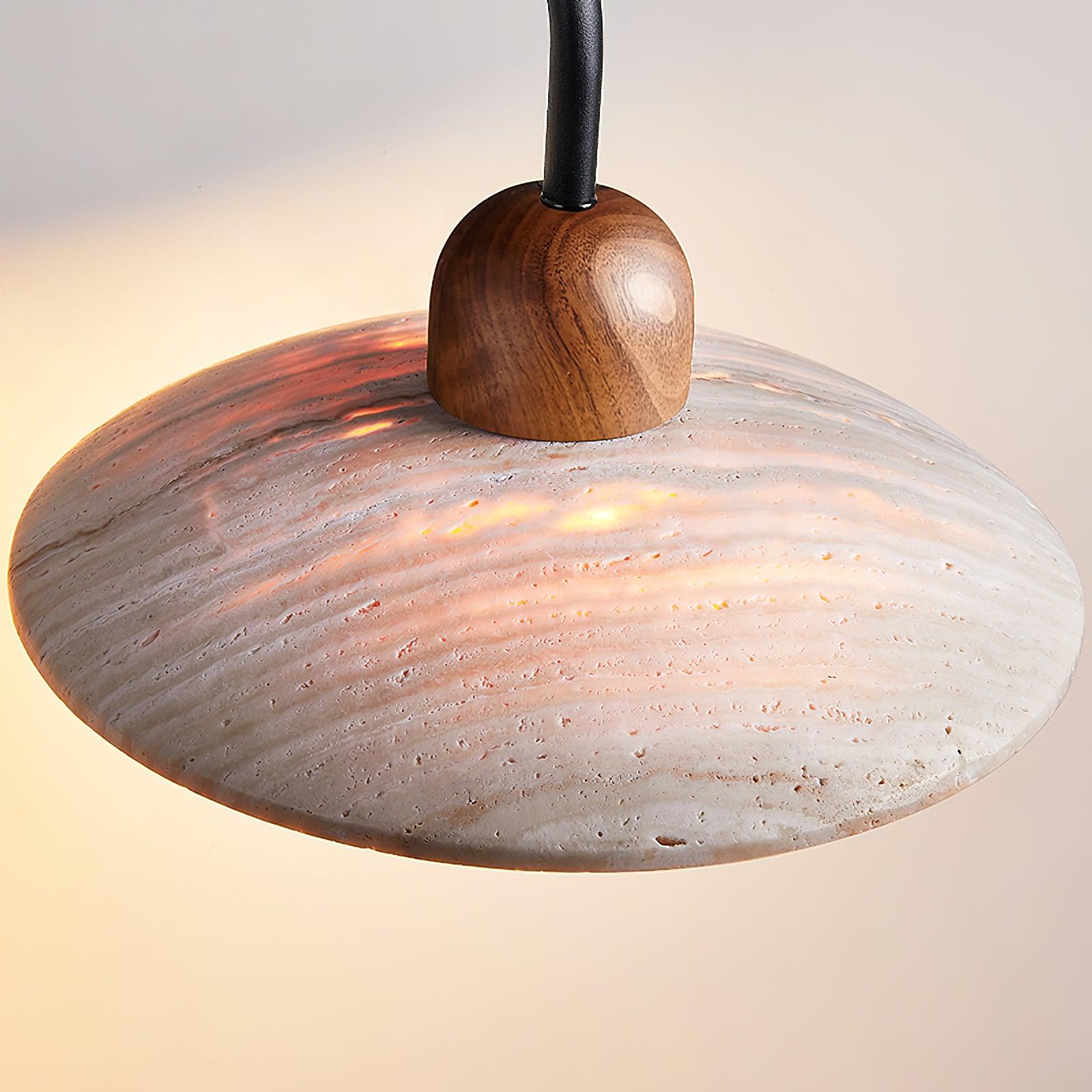 Illuminated travertine shade detail