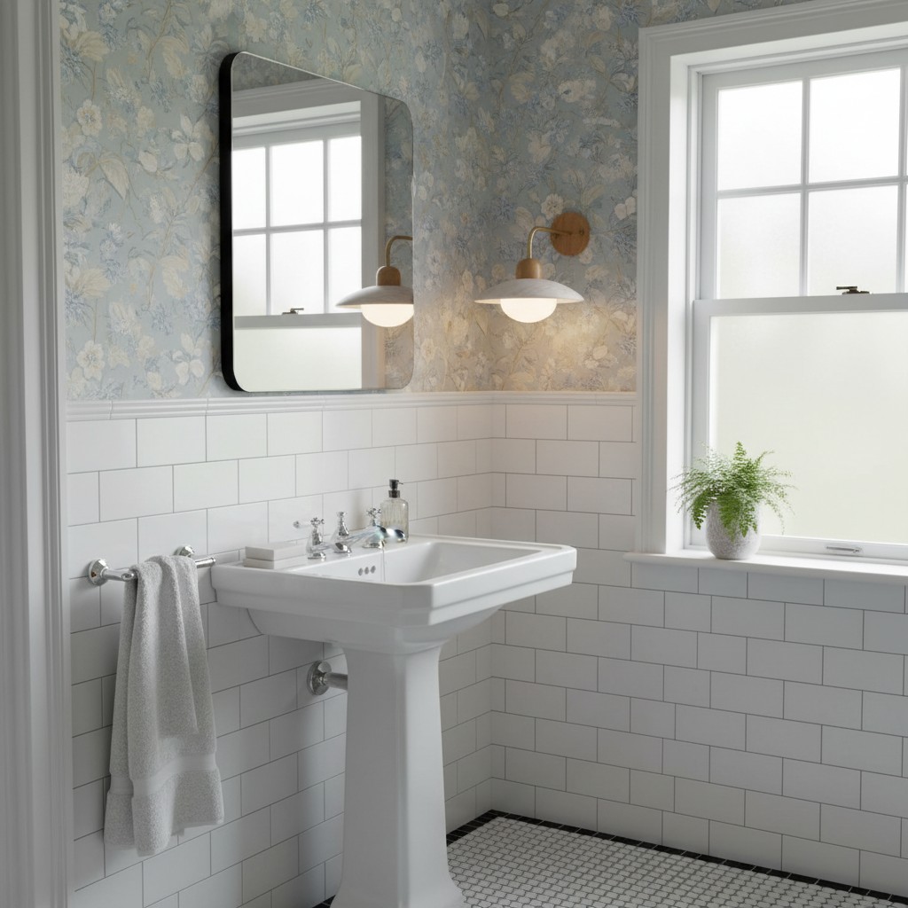 Travertine Wall Lamp in a bathroom scene