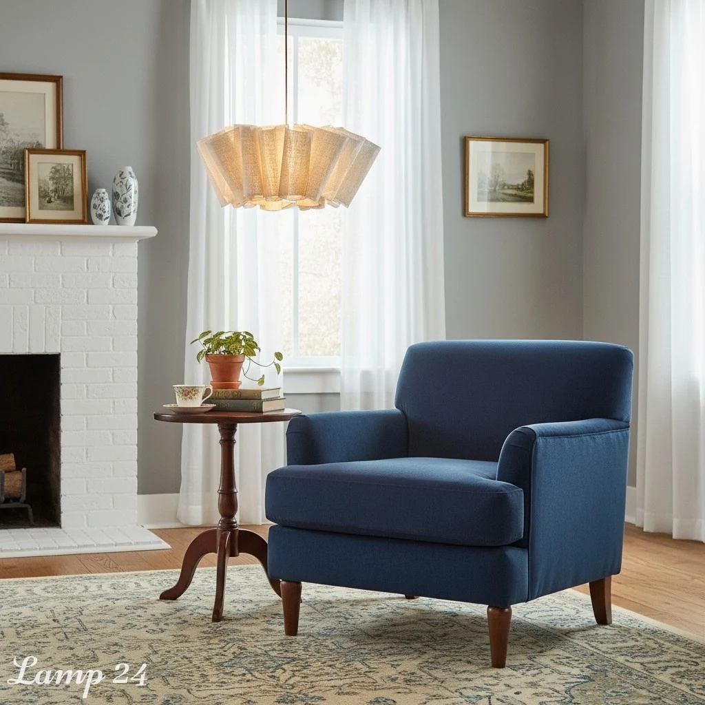 Pendant light above a coffee table