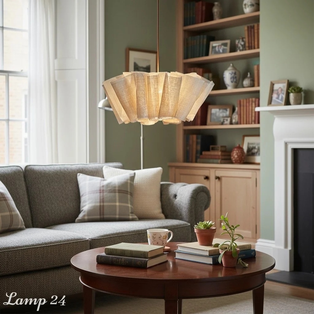 Pendant light in a living room sofa scene