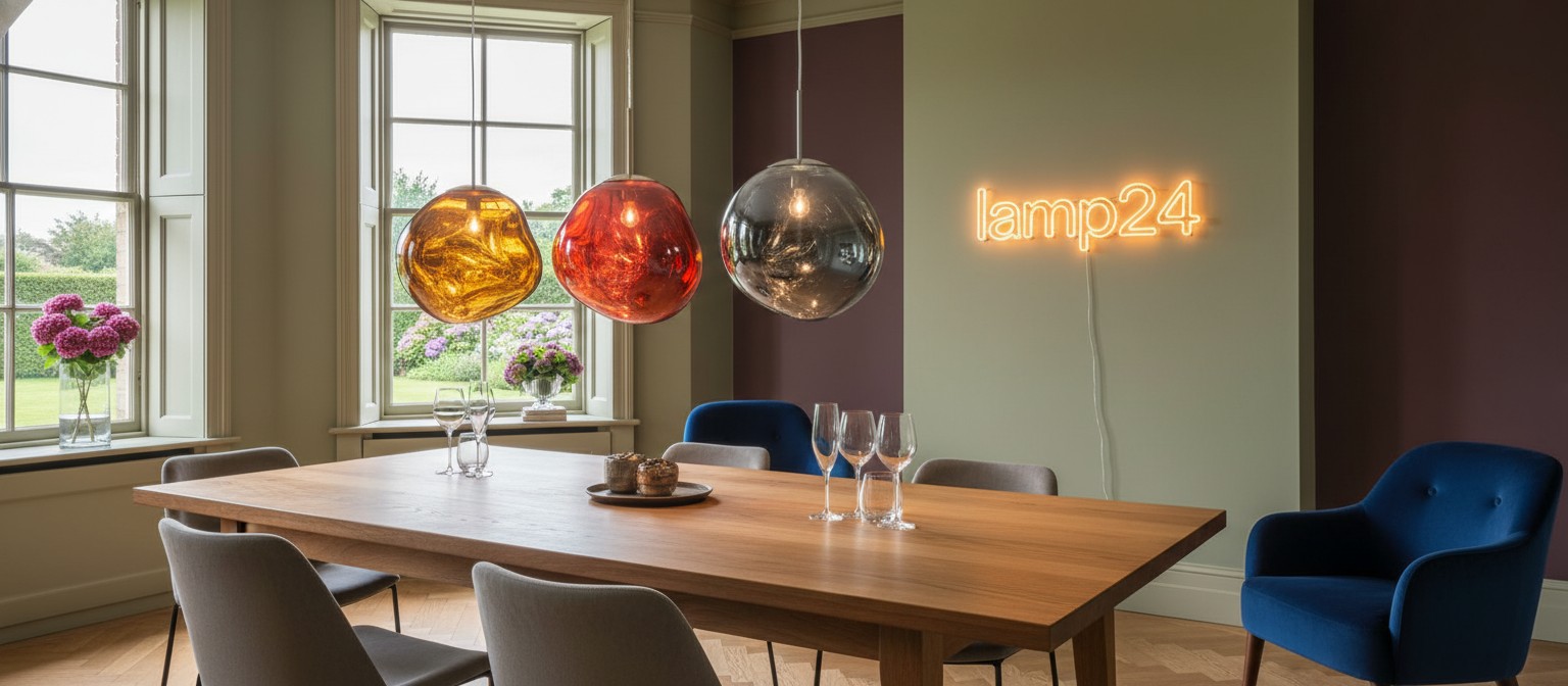 Melt pendant lights in a dining room