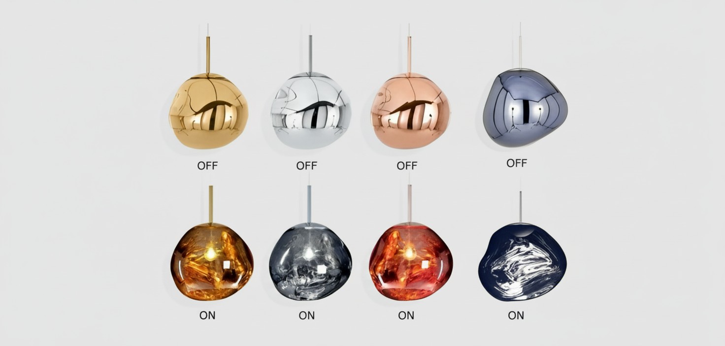 Melt pendant light on and off effects