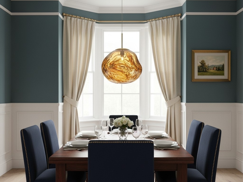 Melt pendant light above a dining table