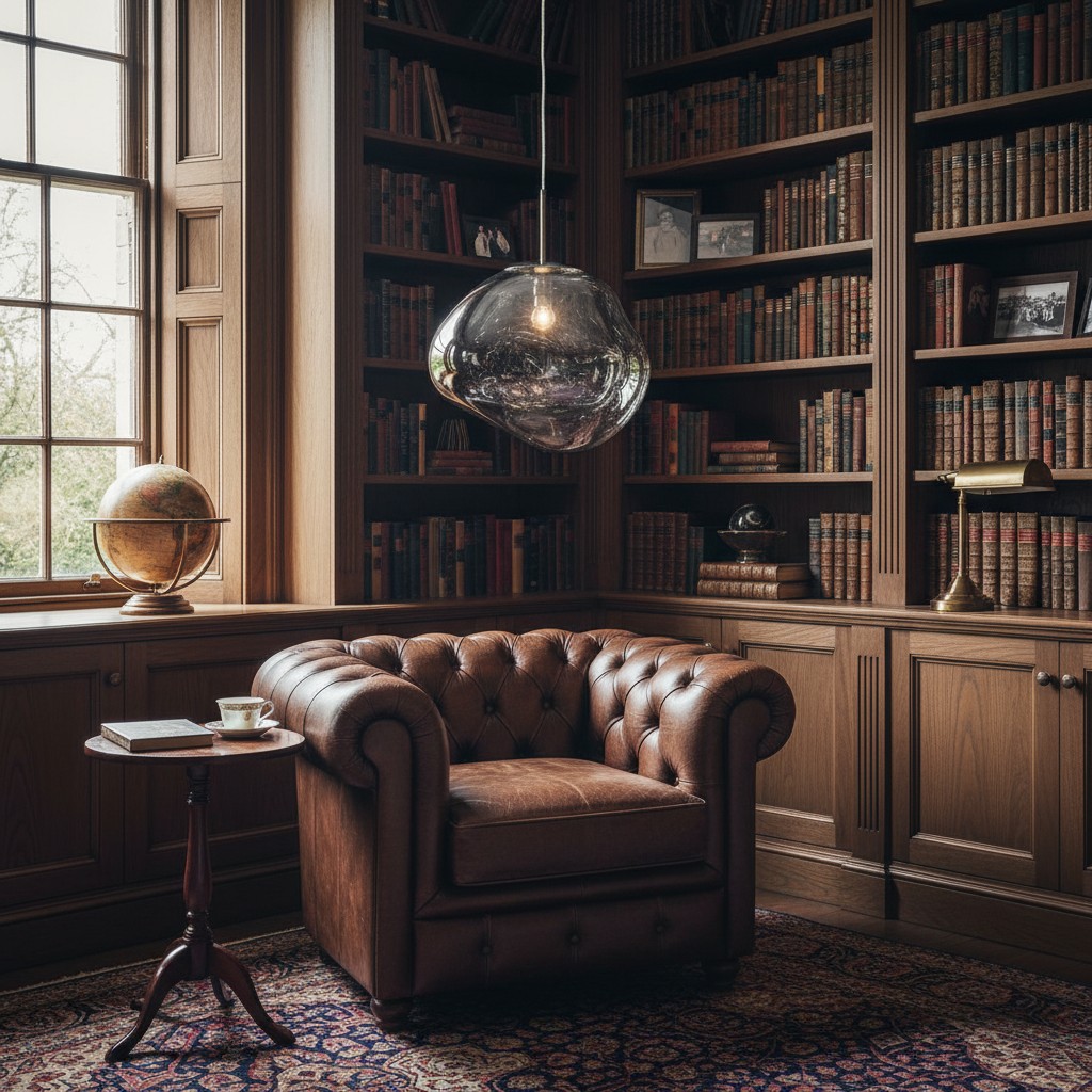 Smoke Melt pendant light in a library scene