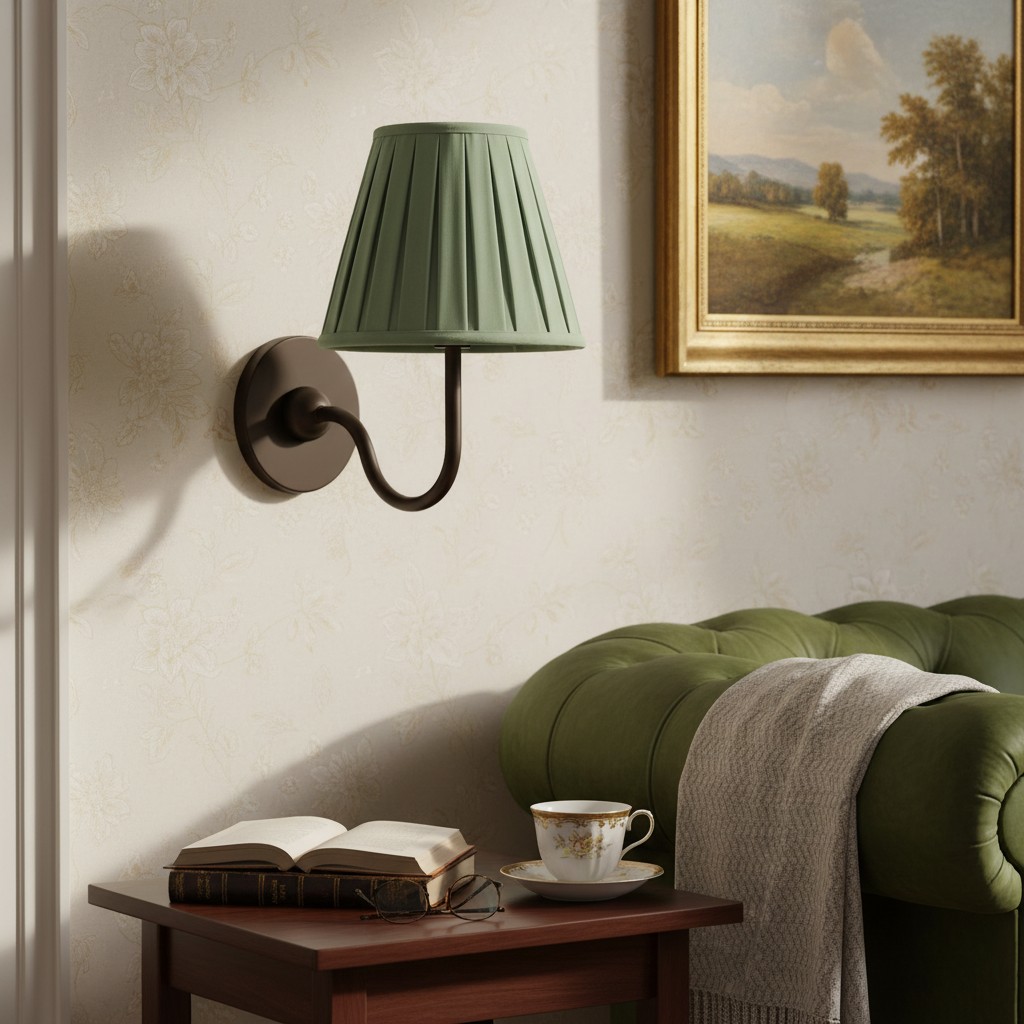 Individual green shade wall lamp scene