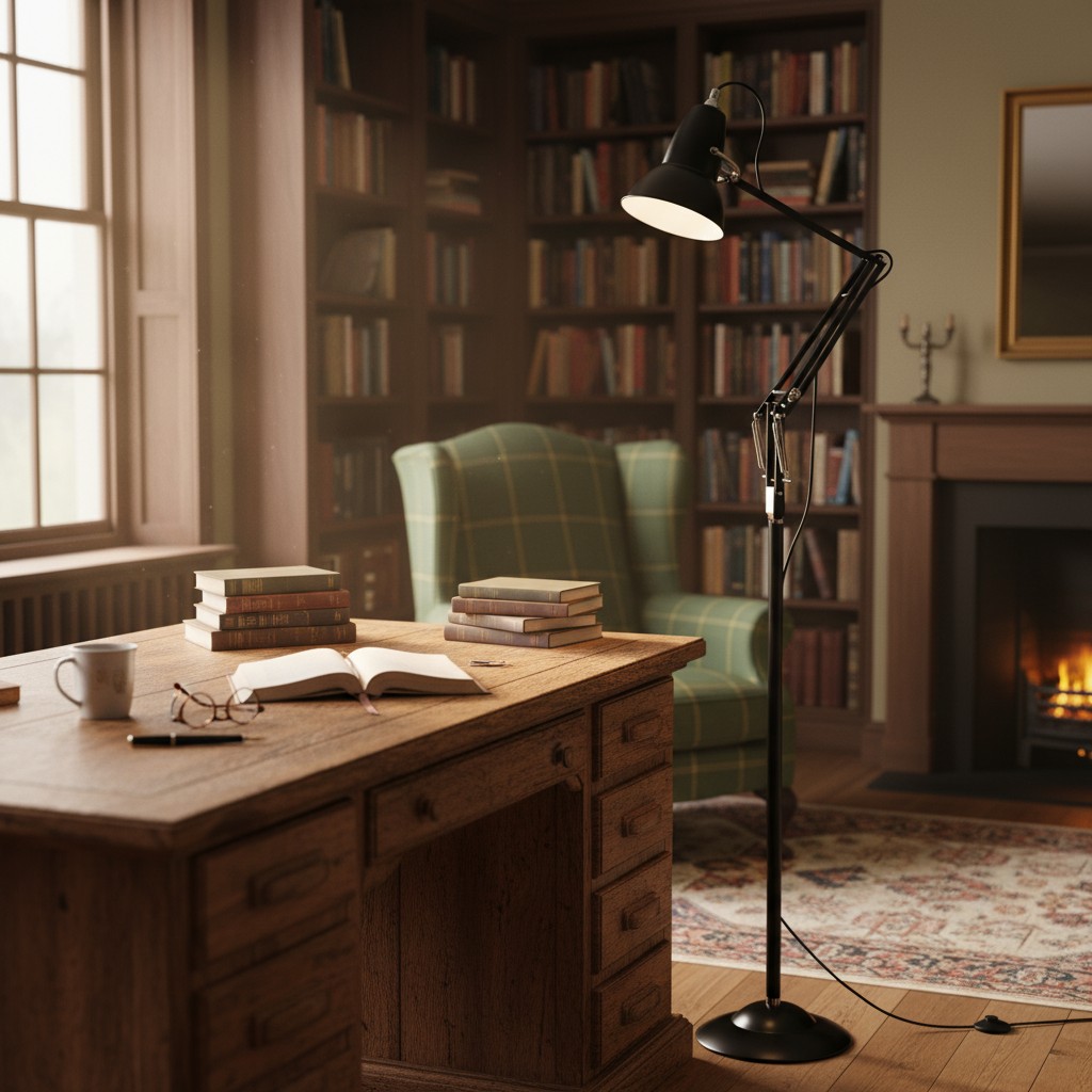 Floor lamp beside reading chair