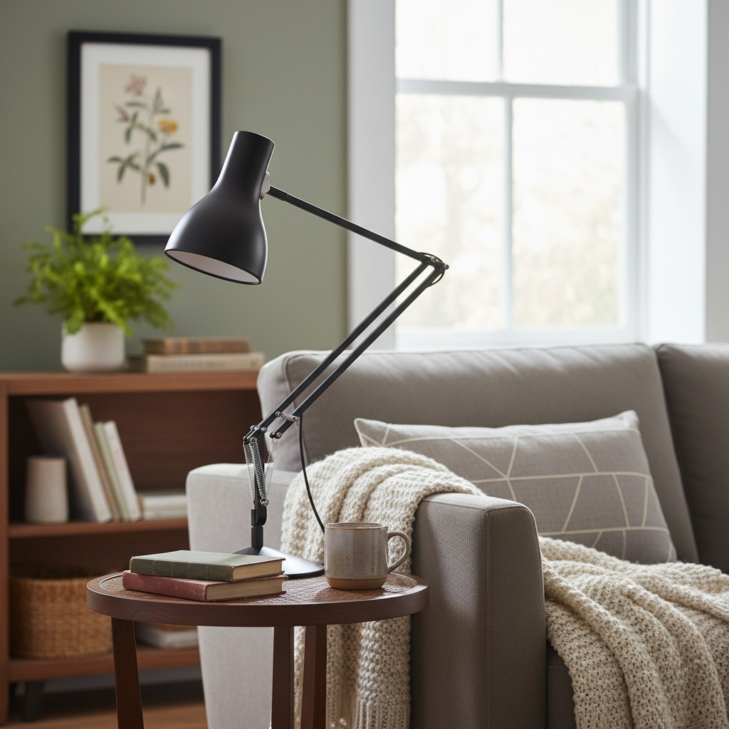 Desk lamp in a lounge reading scenario