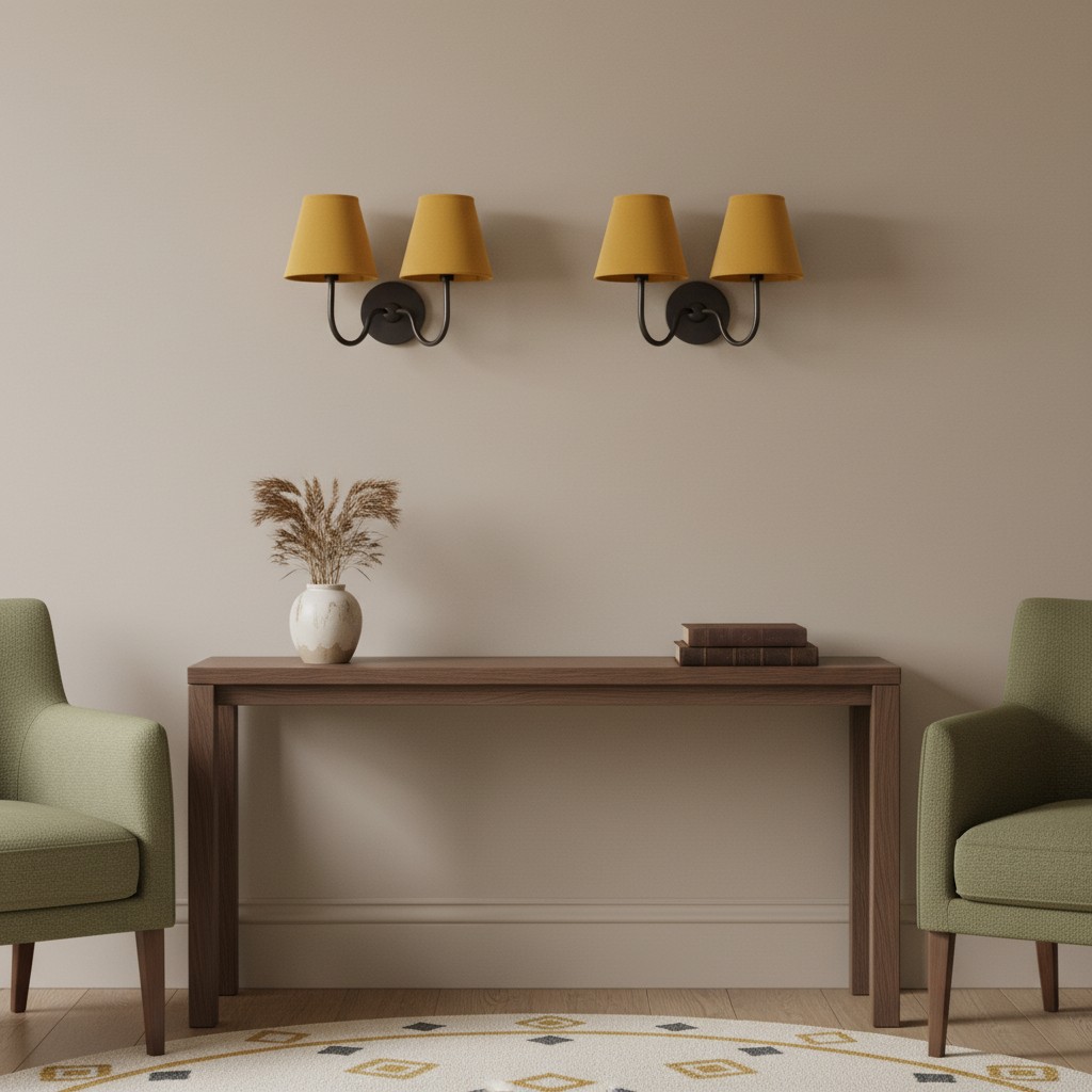 Set of 2 yellow pleated shade scene