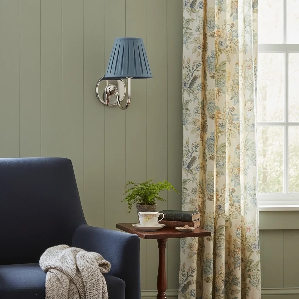 Individual blue pleated shade scene